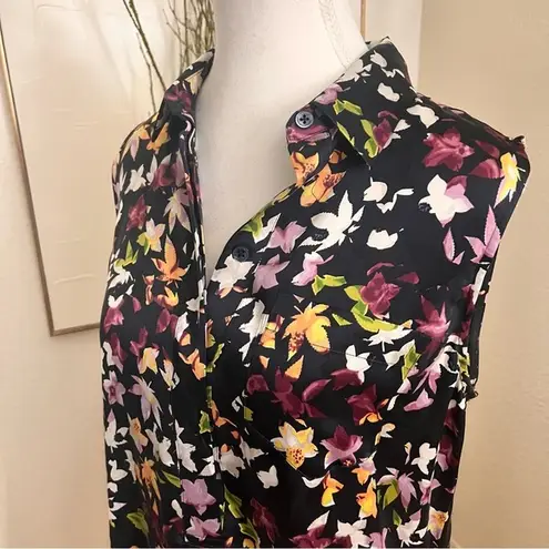 Equipment Femme Tira Sleeveless Floral Print Silk Dress Asymmetrical Hem Size S