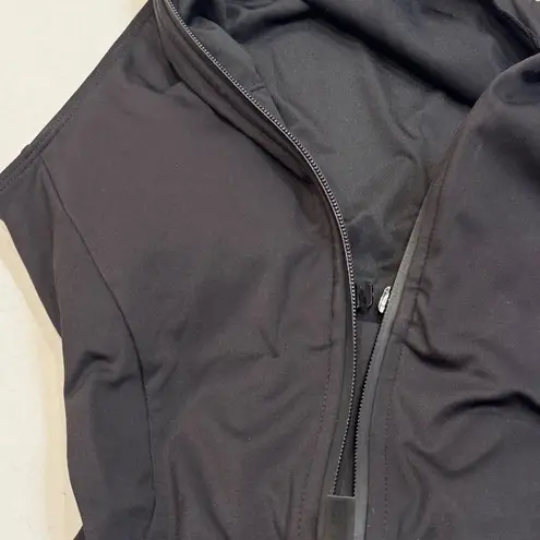 TA3 Black High Neck Zipper Lace Up Back Thong Slimming One piece Swimsuit Sz M Size M