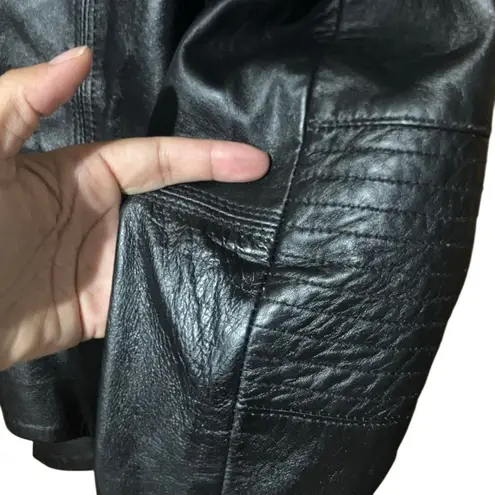 Badgley Mischka Samara Sheep leather moto jacket with shearling size Large Black