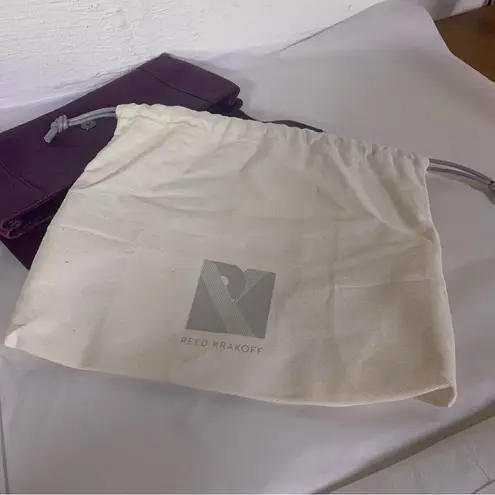 REED KRAKOFF PEBBLED PURPLE LEATHER CLUTCH BAG W/DUST BAG