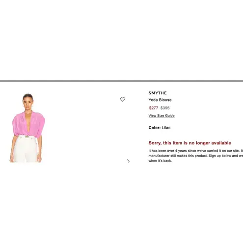 Smythe Yoda Blouse Baby Light Pink Lilac Size L Size L