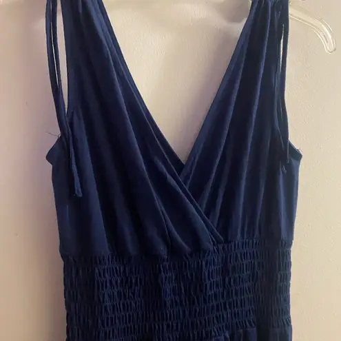 Just Love Womens Dark Navy Blue Maxi Tank Dress M Medium Bust 38” V Neck