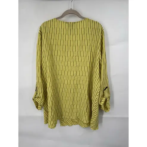 Ali Miles Lagenlook Tunic Top Women XL Neon Green Hobo Art To Wear Minimalist