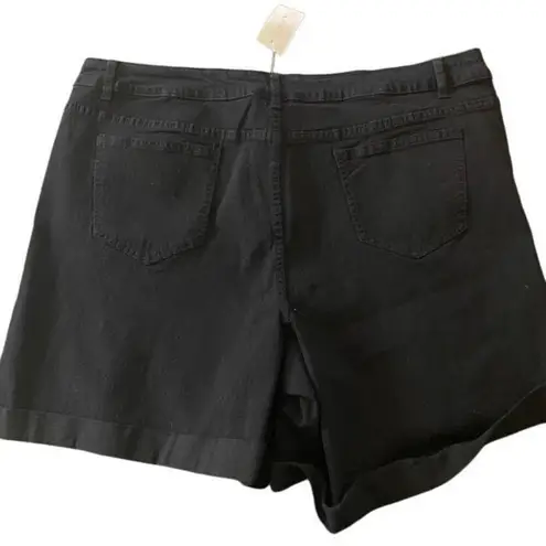 Ashley Stewart  NEW curvy girl plus size 22 black distressed shorts