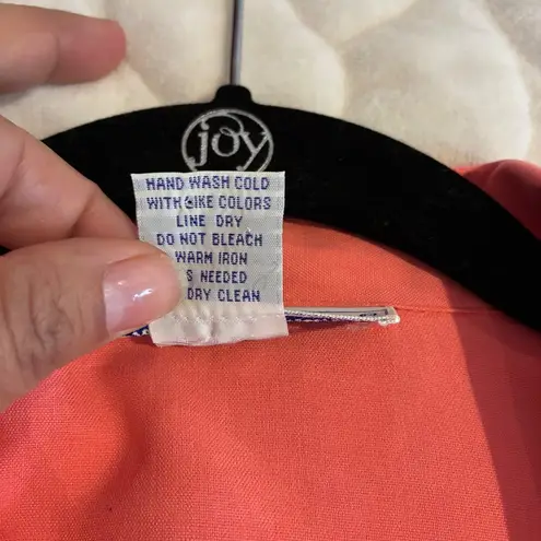 Anna and Frank 100% Silk Camp Shirt Short Sleeve Button Up Pockets Coral Women