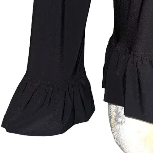 Roz & Ali  cute black jacket open front with cute ruffled hem and sleeves thumbnail 4
