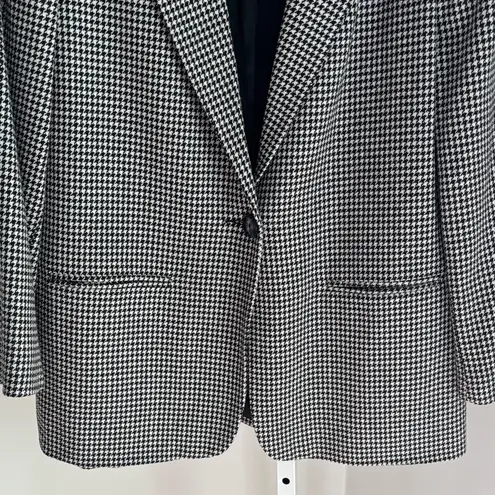 Sag Harbor Vintage Black and White Houndstooth Blazer with Velvet Collar Sz 14