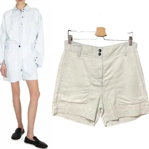 Proenza Schouler White Label High-Waisted Shorts in Bleach Chambray Size 6