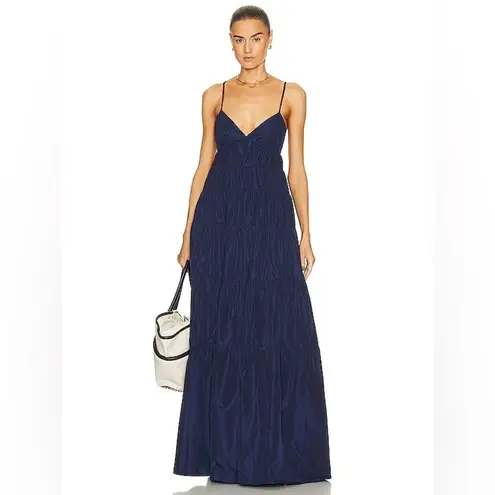 STAUD NWT Ripley Tiered Maxi Dress Navy Blue Size XS