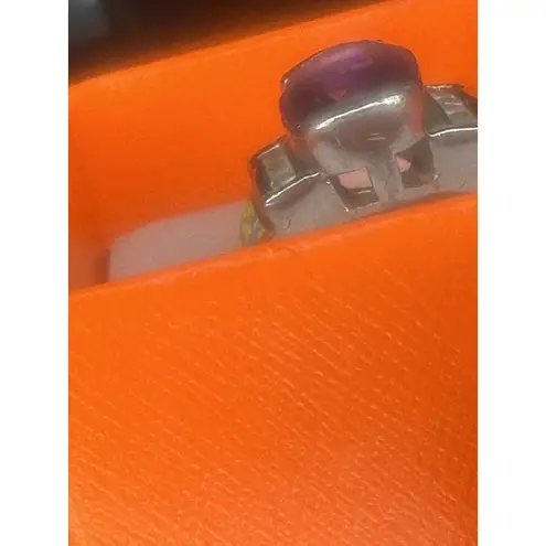 925 Sterling Silver Oval Amethyst Opal Doublet Accented Statement Ring Size 6.25