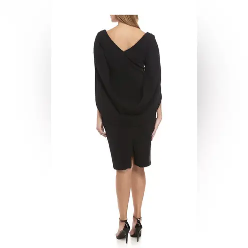 Betsy Adam Jordan Short Scuba Crepe Drape Back Dress Sz 12 Runched Bodycon Fancy Black