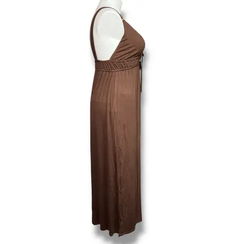 Tropical Escape Tropical Escapes Womens Maxi Dress Swimsuit Coverup Grecian Style Brown Large