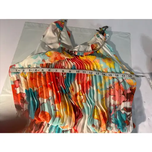 MSK Floral Print Pleated Sleeveless Midi Dress Size 14 Size 14P