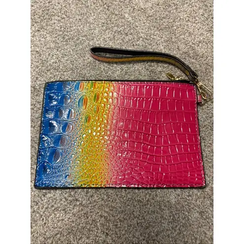 Rainbow leather gator wristlet Pink