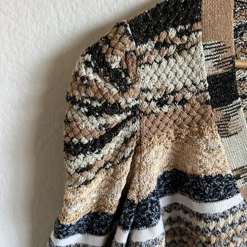 Veronica Beard Cecily Wool Blend Puff Sleeve Beige Cardigan Sweater Womens Large