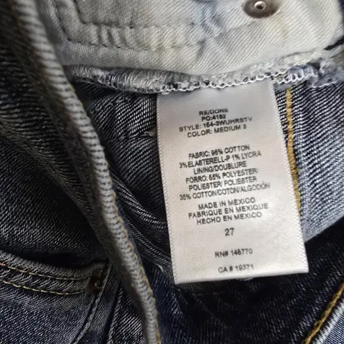 RE/DONE Womens Jeans 90s High Rise Ankle Crop Bright Faded Blue Button Fly 27