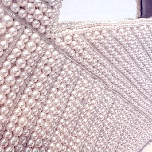 Sasha Satin & Pearl Embellished Purse Women's 7" x 9" White Feminine Coquette