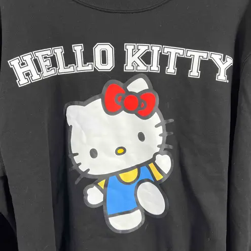 Hello Kitty Black Big Graphic Fleece Crewneck Oversized Sweatshirt Womens XL Size undefined