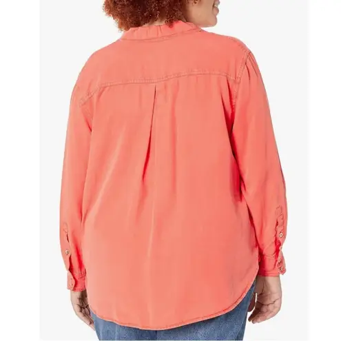 Calvin Klein Jeans Garment Dye Button Front Shirt in Coral, Size 3X NEW w/Tag Pink
