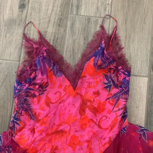 Camilla lace and floral asymmetrical dress