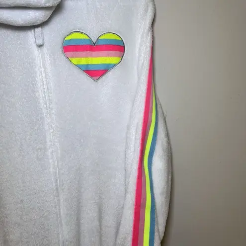 secret treasures Rainbow Unicorn Fleece One Piece Zip Up Hoodie Pajamas Large Costume Halloween