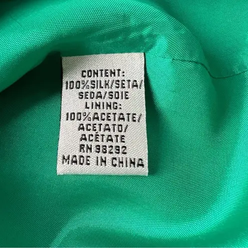 Tibi Silk Tunic Beaded Neckline Bright Green Gorgeous Brunch Summer Event