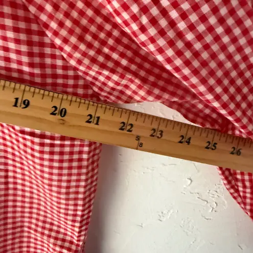 Vintage Katz Red Gingham Nightgown Ruffled Lace Trim Long Sleeve Cottage Prarie Size XL