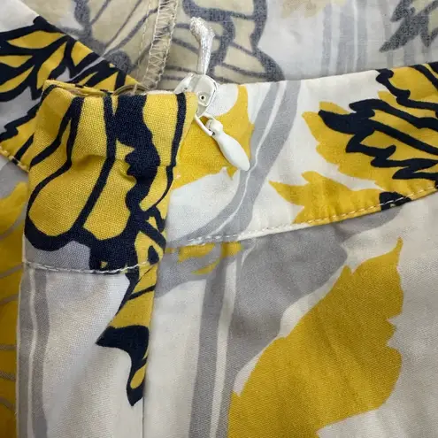 EUC George Sz: 12a Yellow Navy Blue Gray Floral Tropical Lightweight Midi Skirt. Size undefined