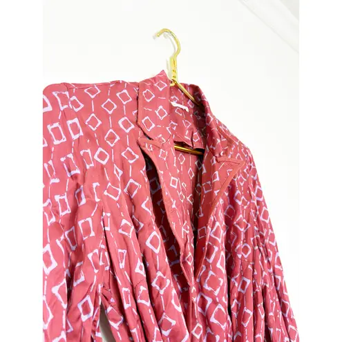 Poupette St. Barth Burgundy Satin Print Tie Kimono Top Size Medium Bohemian Chic