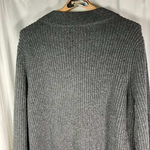 Lands End Women Mock Neck Cable Knit Sweater Dress Gray Long Sleeve Size L 14 16 Size L