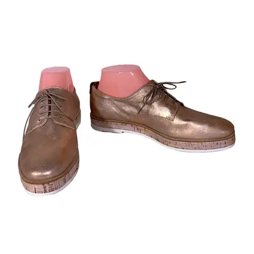 ATTILIO GIUSTI LEOMBRUNI AGL "JULIET" ROSE GOLD METALLIC LOAFERS (38) Pink Size 8