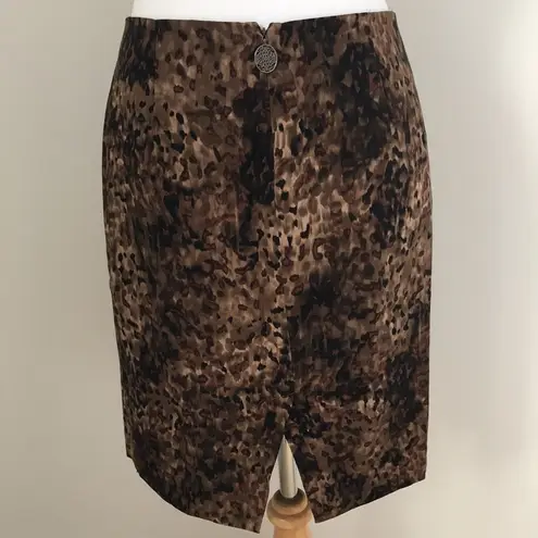 Elie Tahari Brown/Tan Silk Animal Print Pencil sz 2