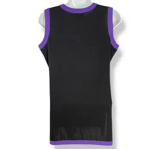 Misook Knit Top Sleeveless Black Purple Trim Sz XS Women Tank Top Office V-Neck