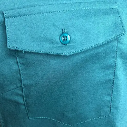 Sharagano Teal Lattice Sleeve Knit to Fit Blouse - Size Medium