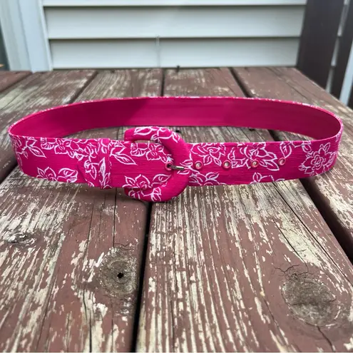 Women’s Coquettecore Feminine Casual Barbiecore Pink Floral 5 Hole Belt|34