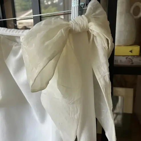 River Island off shoulder bows top scuba long sleeve blouse coquette ASOS