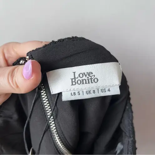 Love Bonito Black Textured Xibrey Padded Bustier Top 4 / S NWT
