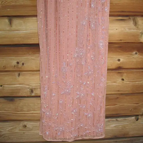 Mac Duggal 93626 Womens High Neck Illusion Embellished Gown Dress Rose 14