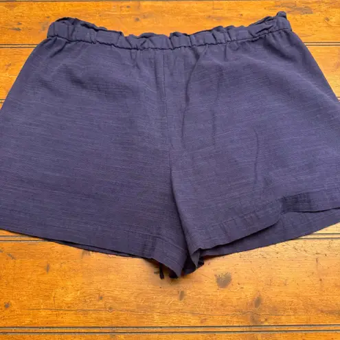 PINCH Navy Blue Linen Blend Paperbag Waist Drawstring Shorts Women's Medium