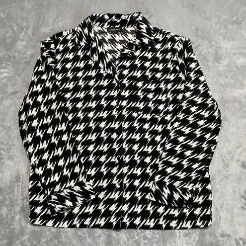 ANINE BING Aiden Shirt Womens Small Houndstooth Black White Pajama Style