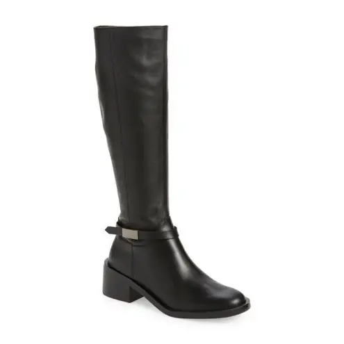 Linea Paolo Women's Kamile Black Leather Knee High Western Riding Boot Size 7.5