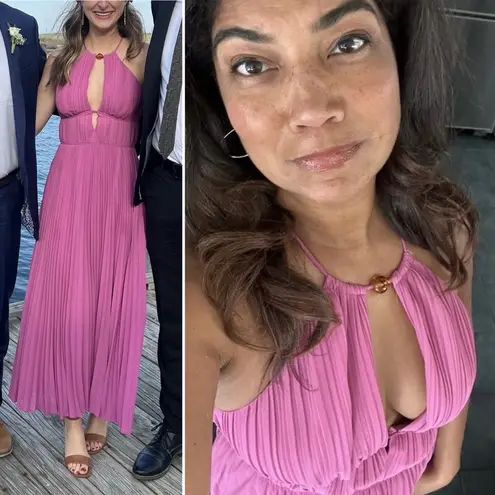 NWT Jonathan Simkhai Carli Plissé Halter Midi