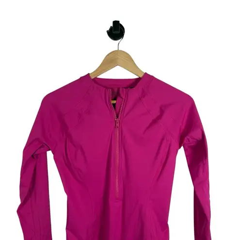 Athleta NWOT Sun Shield One Piece Rashguard Swimsuit Hot Pink Size S