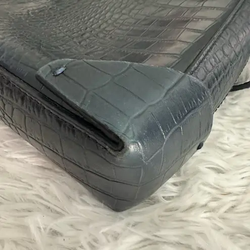 Manu Atelier Mini Pristine Croc Leather Crossbody Bag Rare Blue