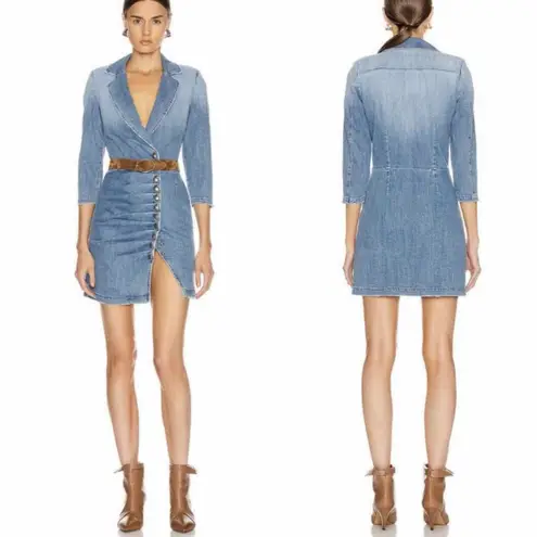 Retrofete Willa Dress Light Wash Denim Blue Size Medium Distressed