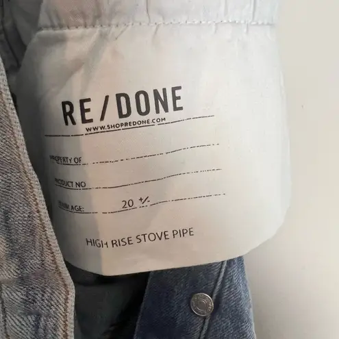 RE/DONE - High Rise Stove Pip Jeans Denim Distressed Ripped Knee Casual