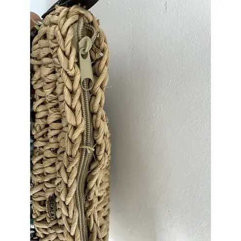 Scala The Collection Tan Woven Colorful Shell Beaded Crossbody Purse Bag W/strap