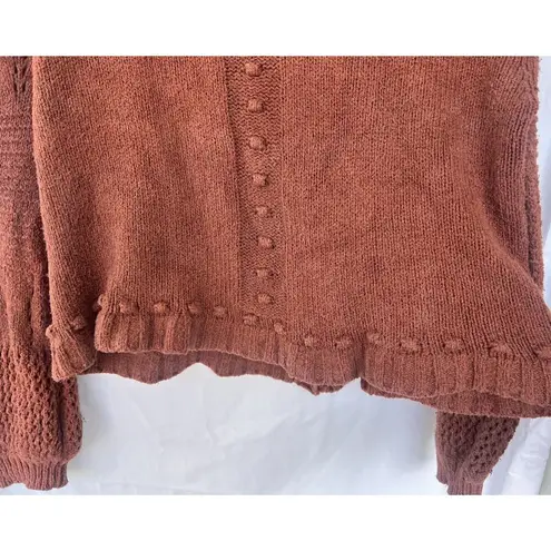 Anthropologie Pilcro Diana Cropped Cable Knit Cardigan Sweater Large Copper