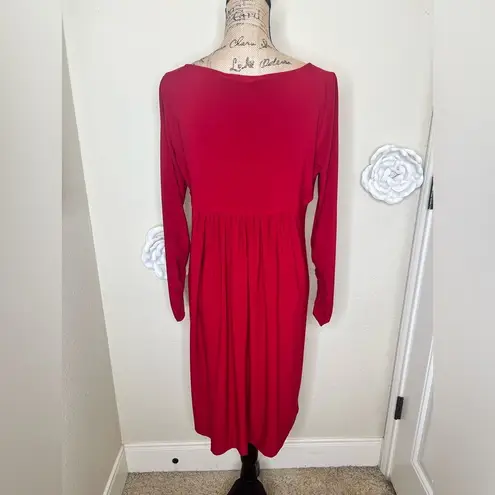 Norma Kamali Long Sleeve Red Empire Waist Babydoll Style Dress Size XL