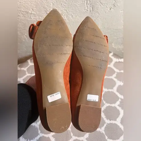 Via Spiga Flats with Decorative Buckle cinnamon suede excellent coquette girl Orange Size 7